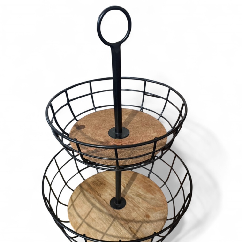 Black Metal Two-Tier Basket